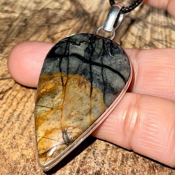 Teardrop Shaped Picasso Jasper Pendant - Picture 3 of 14